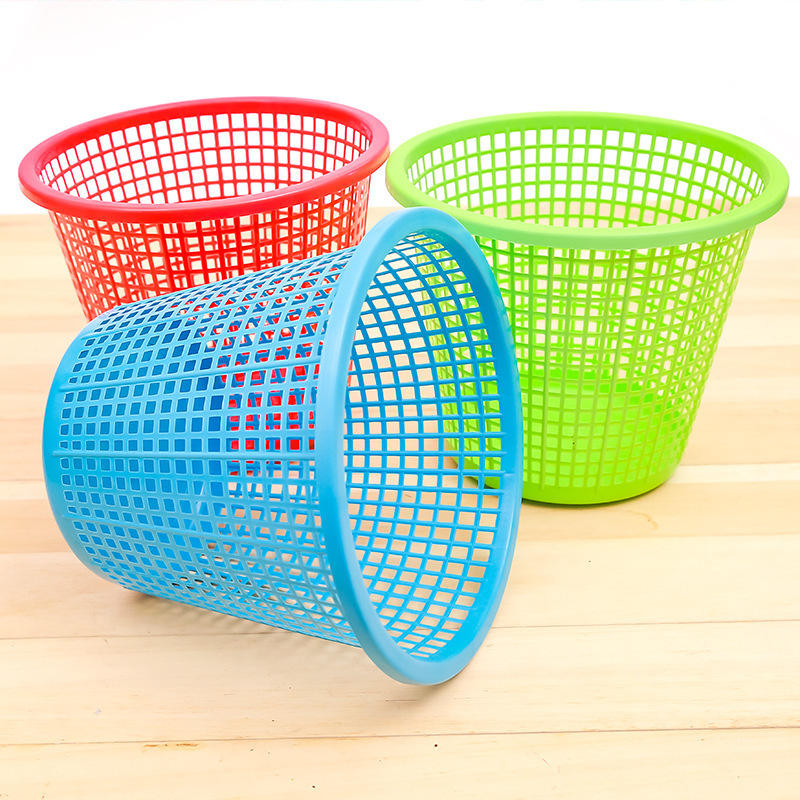 Household Plastic hollow waste basket Kitchen living room toilet office round trash can